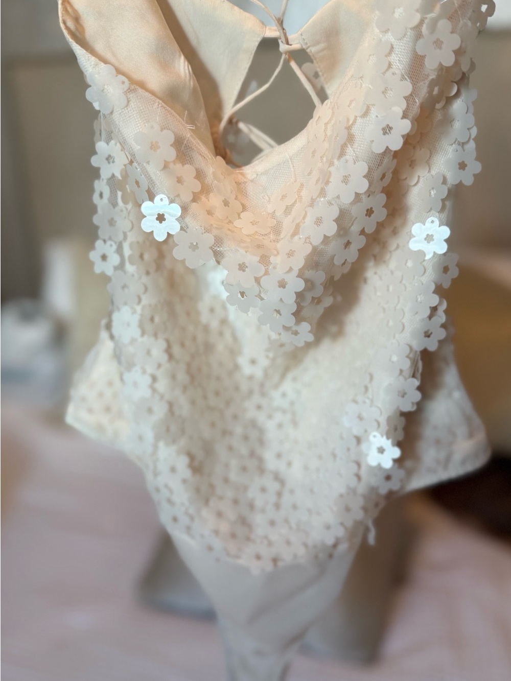 Zara Ivory Floral Sequin Appliqué Camisole